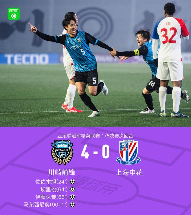 申花亞冠16強(qiáng)止步，總比分1-4不敵川崎前鋒