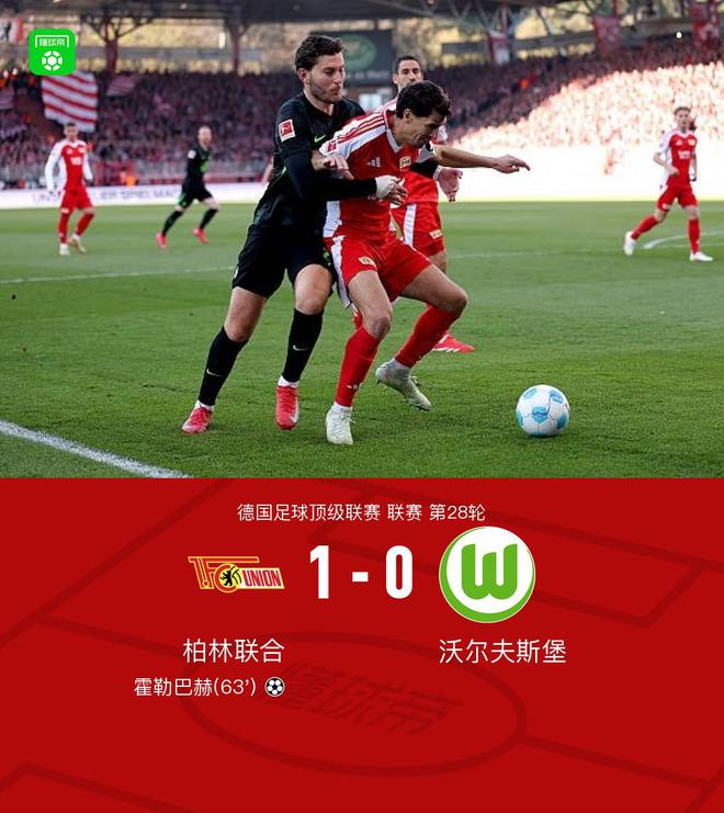 柏林聯(lián)合勝狼堡，霍勒巴赫獨(dú)中制三連敗